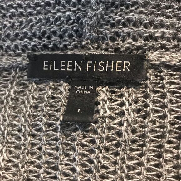 Eileen Fisher Linen Silk Blend Open Front Cardigan Women's Size Large Grey - Picture 9 of 10